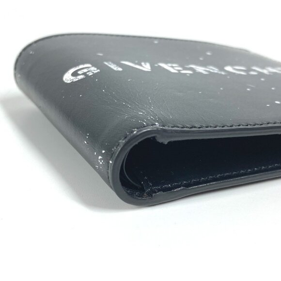 GIVENCHY logo wallet Compact wallet Folded wallet Leather Black/White - Picture 3 of 13